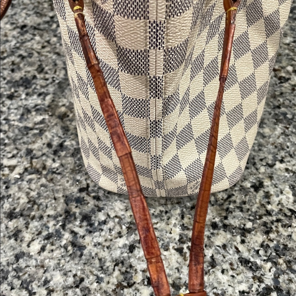Louis Vuitton Damier Azur Canvas Tote with Brown Leather Trim - Picture 5 of 14
